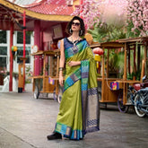 Pista Banarasi Silk Zari Weaving Saree