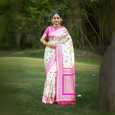 White Soft Banarasi Silk Zari Weaving Saree