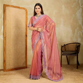 Pink Swarovski Work Fendy Soft Net Saree