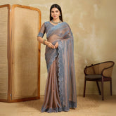 Brown Swarovski Work Fendy Soft Net Saree