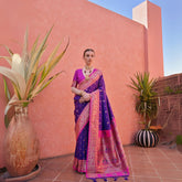 Purple & Pink Zari Woven Pallu Soft Banarasi Silk Saree