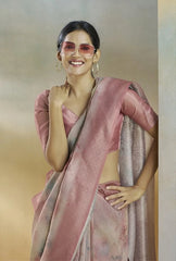 Soft Pink Handloom Weaving Silk Saree