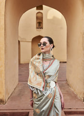 Gray Copper Zari Weaving Copper Zari Weaving Saree