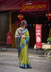 Pista Banarasi Silk Zari Weaving Saree