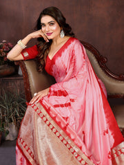 Red Sibori Work Soft Satin Silk Saree