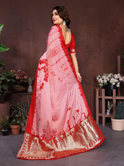 Red Sibori Work Soft Satin Silk Saree