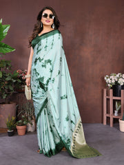 Green Sibori Work Soft Satin Silk Saree