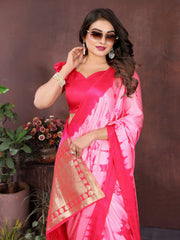 Dark Pink Sibori Work Soft Satin Silk Saree