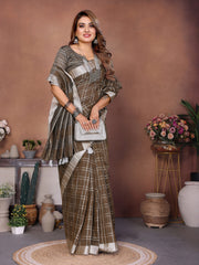 Mehendi Ached Weaving Soft Linen Saree