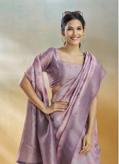 Lavender Handloom Weaving Silk Saree