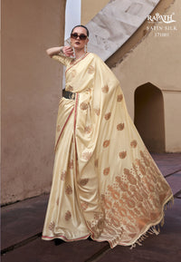Beige Copper Zari Weaving Copper Zari Weaving Saree