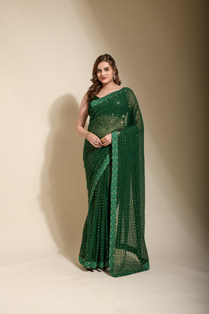 Traditional Georgette Saree with Intricate Sequence Embroidery Work