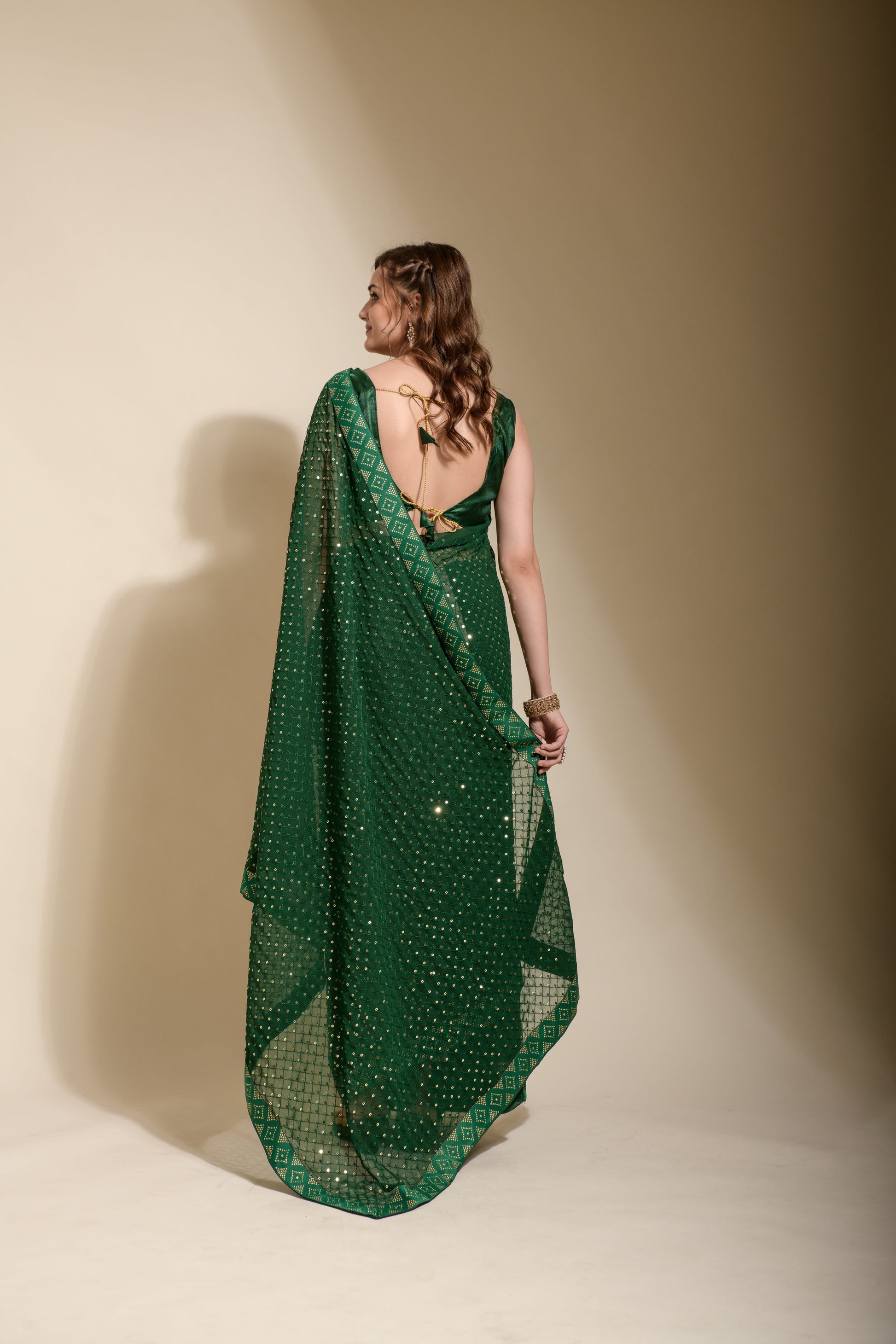 Traditional Georgette Saree with Intricate Sequence Embroidery Work