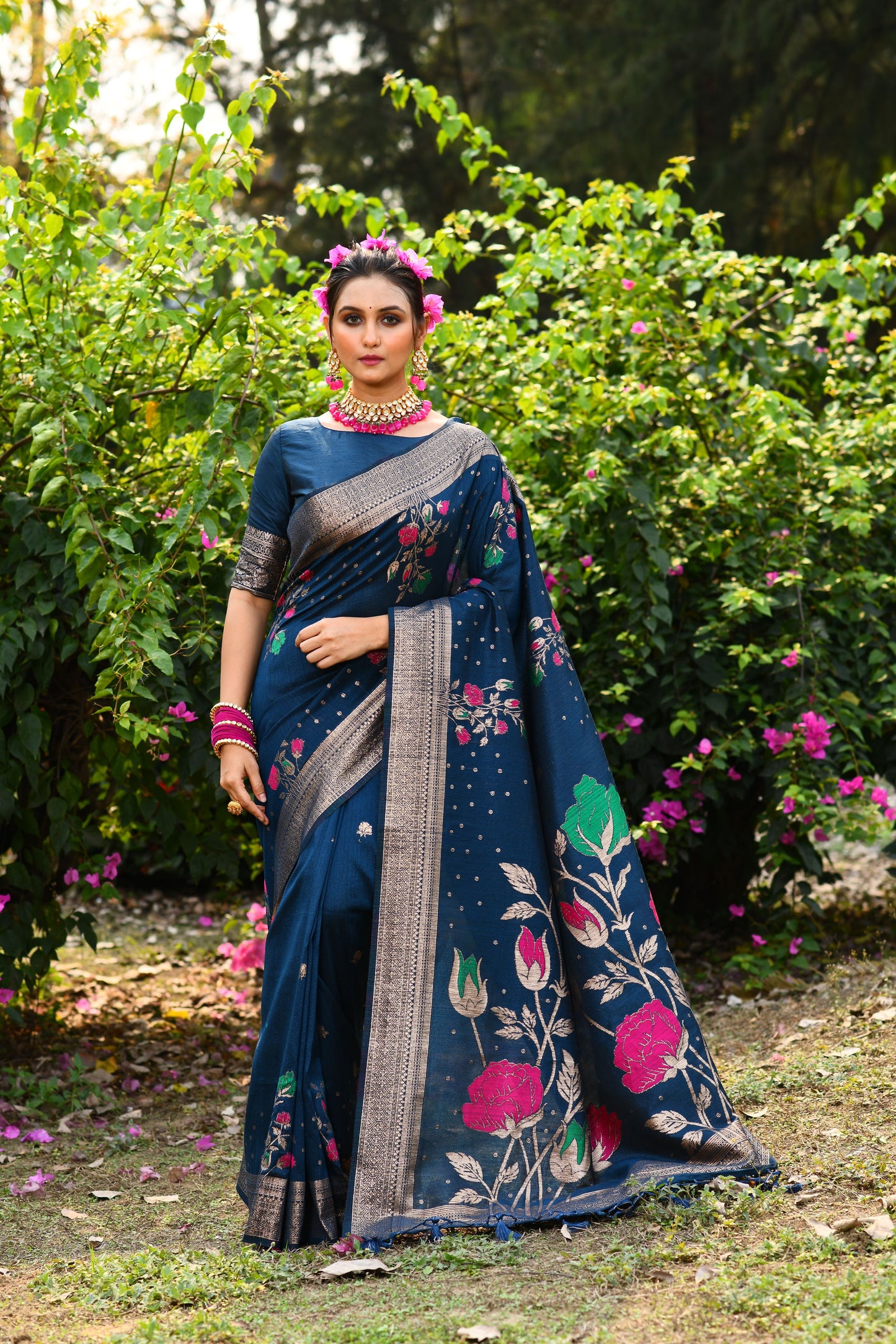 Traditional Desi Tussar Silk Saree with Classic Weaving Pallu and Fancy