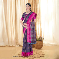 Deep Purple Sequins Jacquard Work Soft Cotton Silk Saree