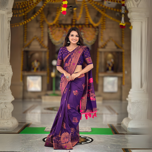 Elegant Soft Pethani Silk Saree with Zari Weaving and Meenakari Rich Pallu