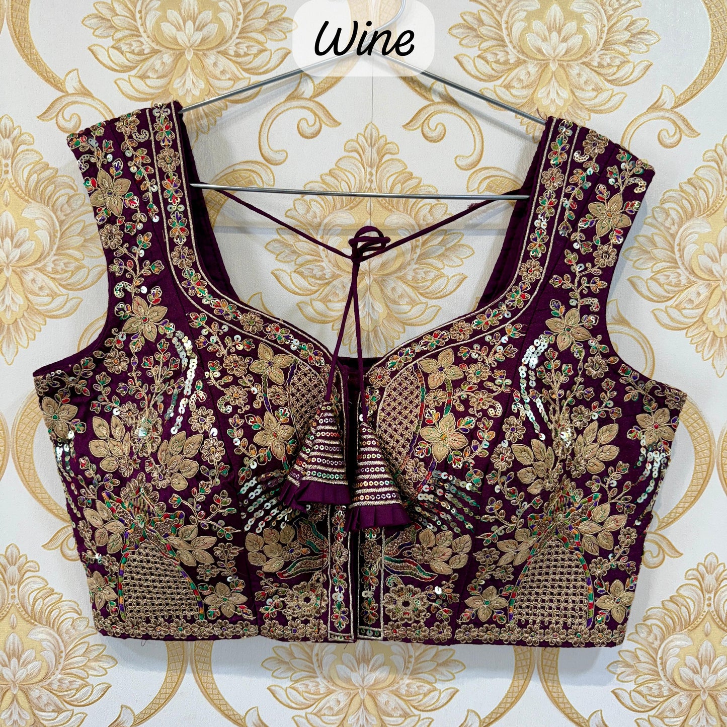 Designer Black Silk Blouse with Intricate Thread & Sequins Embroidery –