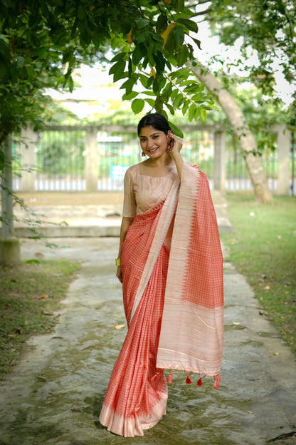 Graceful Soft Tussar Silk Saree with Beautiful Madhubani Pallu