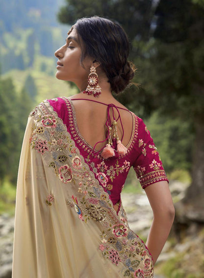 Elegant Multi-Thread Embroidered Jimmy Chu Saree with Sequins