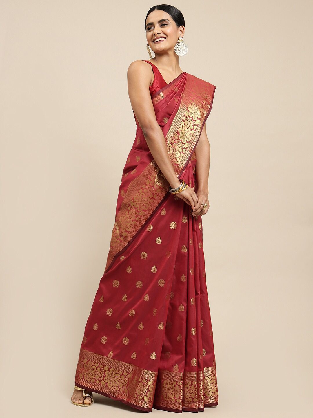 Elegant Red Lichi Silk Saree with Designer Jacquard Pattern