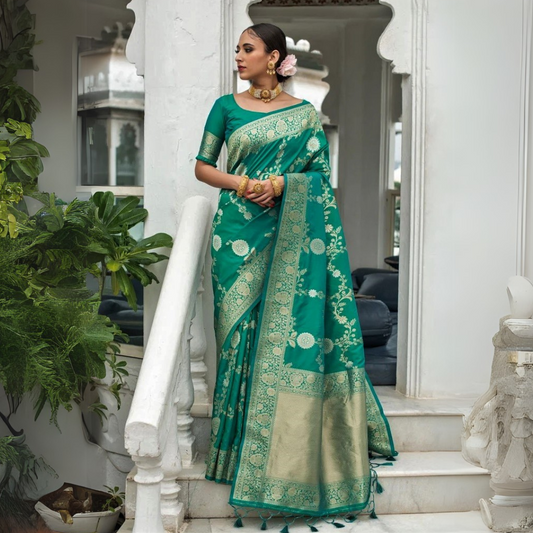 Elegant Soft Lichi Silk Saree with Rich Pallu & All-Over Jacquard Work