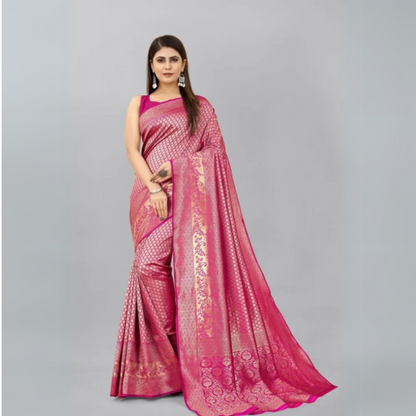 Elegant Soft Lichi Silk Saree with Rich Pallu & Intricate Jacquard Work