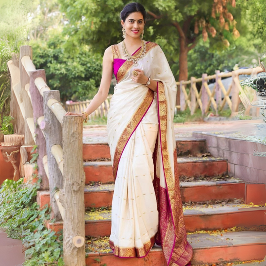 Elegant Soft Lichi Silk Saree with Rich Pallu & Jacquard Work