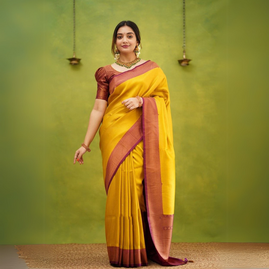 Elegant-Soft-Lichi-Silk-Saree-with-Rich-Pallu-&-Jacquard-Work-Perfect-for-Traditional