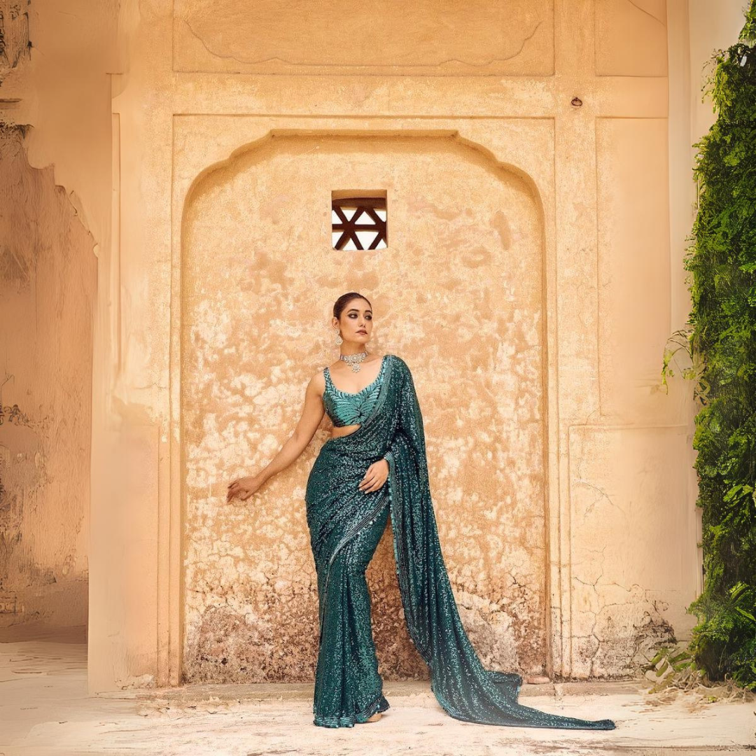 Exquisite Georgette Saree with Khichdi Sequence Embroidery