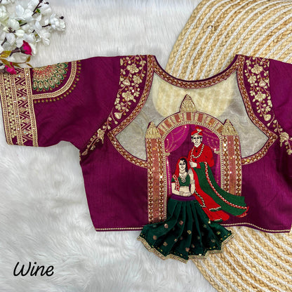 Exquisite Italian Silk Blouse with 3D Barbie Work & Intricate