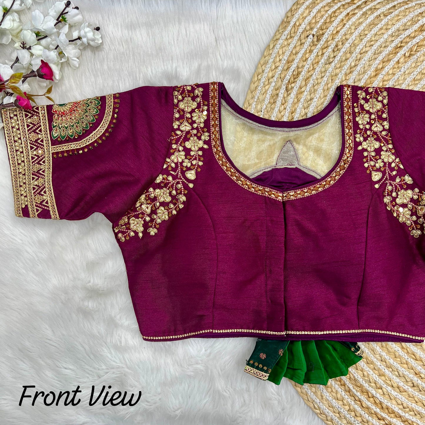 Exquisite Italian Silk Blouse with 3D Barbie Work & Intricate Embroidery