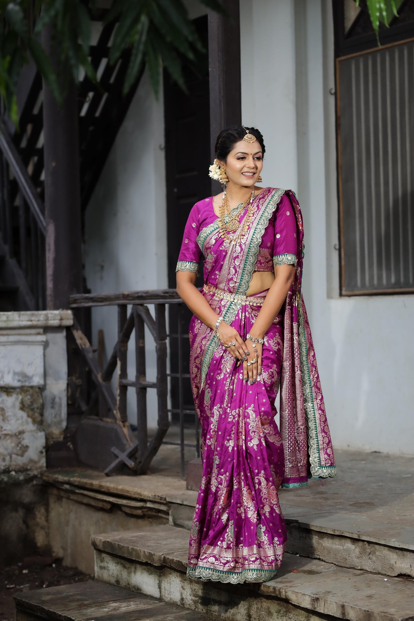 Green Dola Silk Saree with Intricate Mult stitched Border