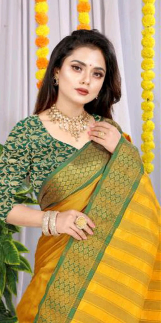 Orange Red Pochampali Zari Resham Raw Silk Saree