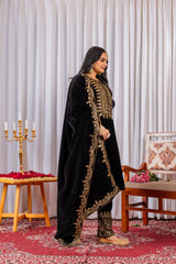 Black Sequins Embroidery Viscose Velvet Suit