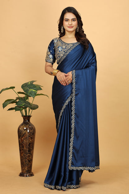 Japan Satin Saree with Coding Lace Work – Classic Traditional Saree for 