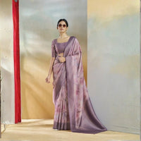 Lavender Handloom Weaving Silk Saree