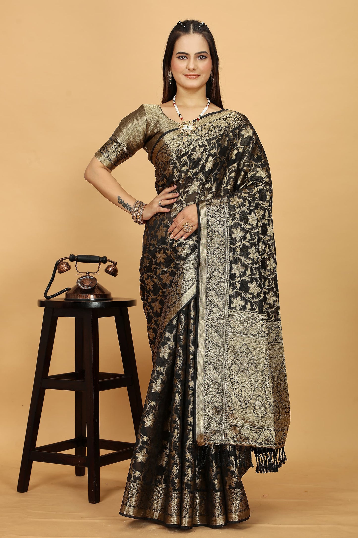 Luxurious Organza Saree with Pure Jari Embellishments 