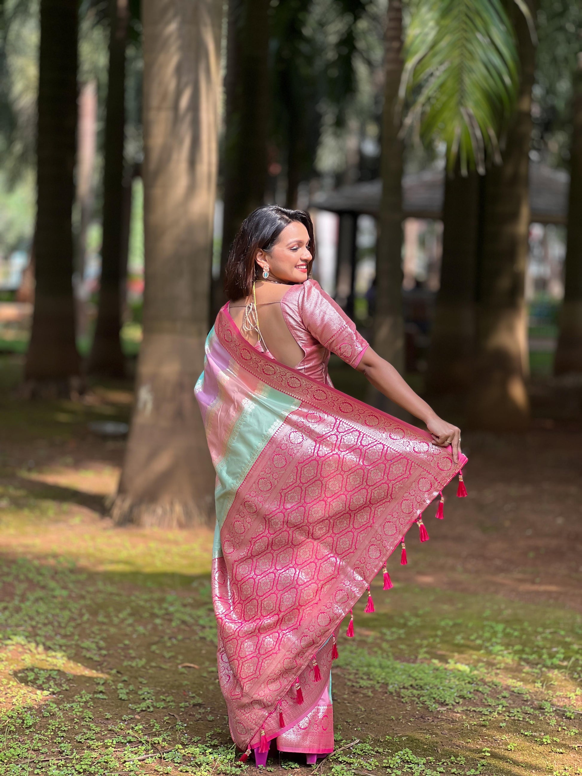 Elegant Multicolor Banarasi Silk Saree with Zari Weaving