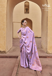 Purple Copper Zari Weaving Copper Zari Weaving Saree