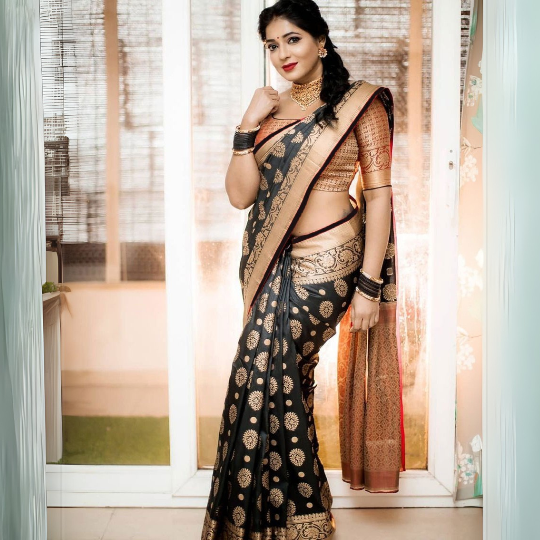 Soft Lichi Silk Saree with Rich Pallu & All-Over Jacquard Work