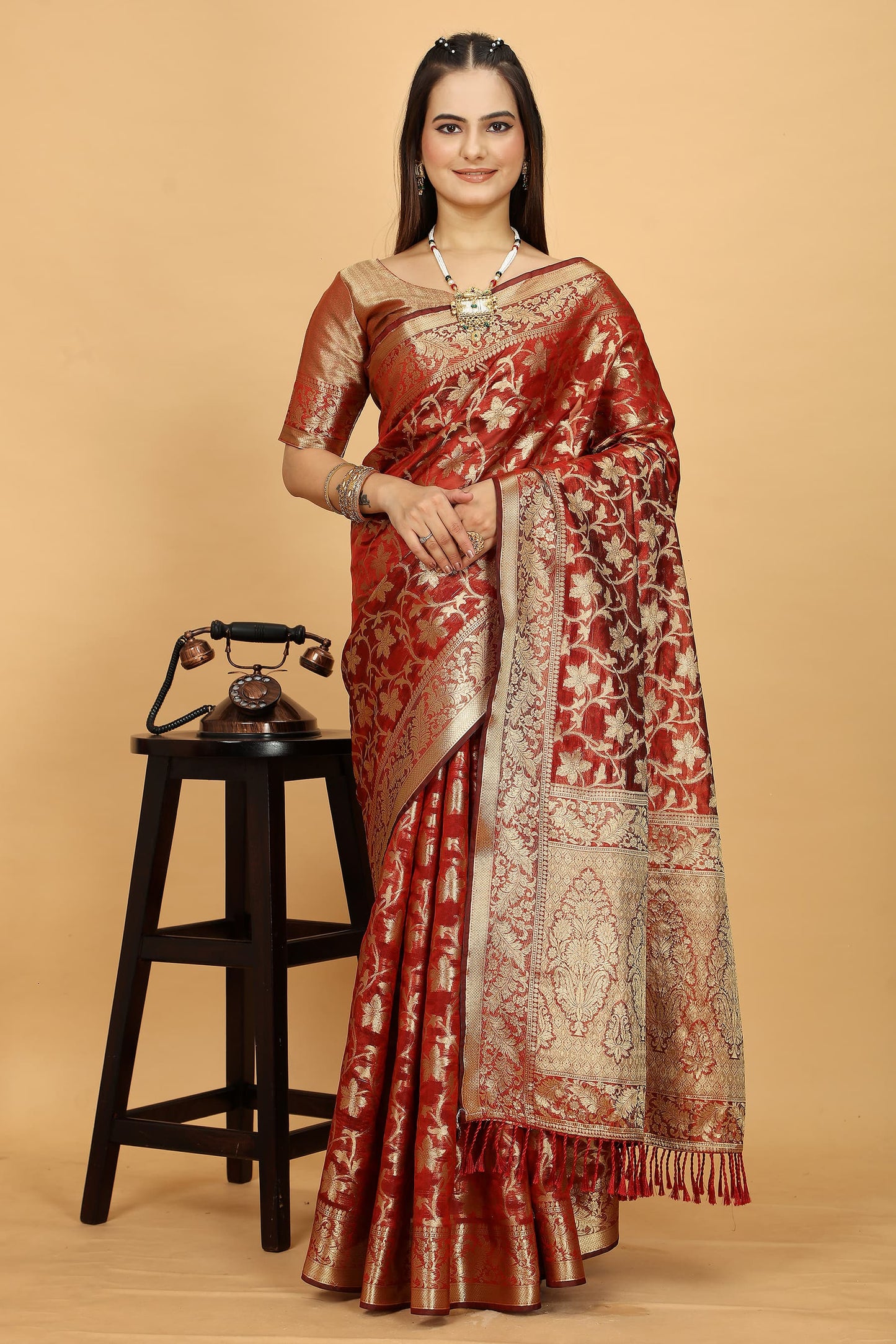 Premium Soft Organza Saree with All-Over Jari Work