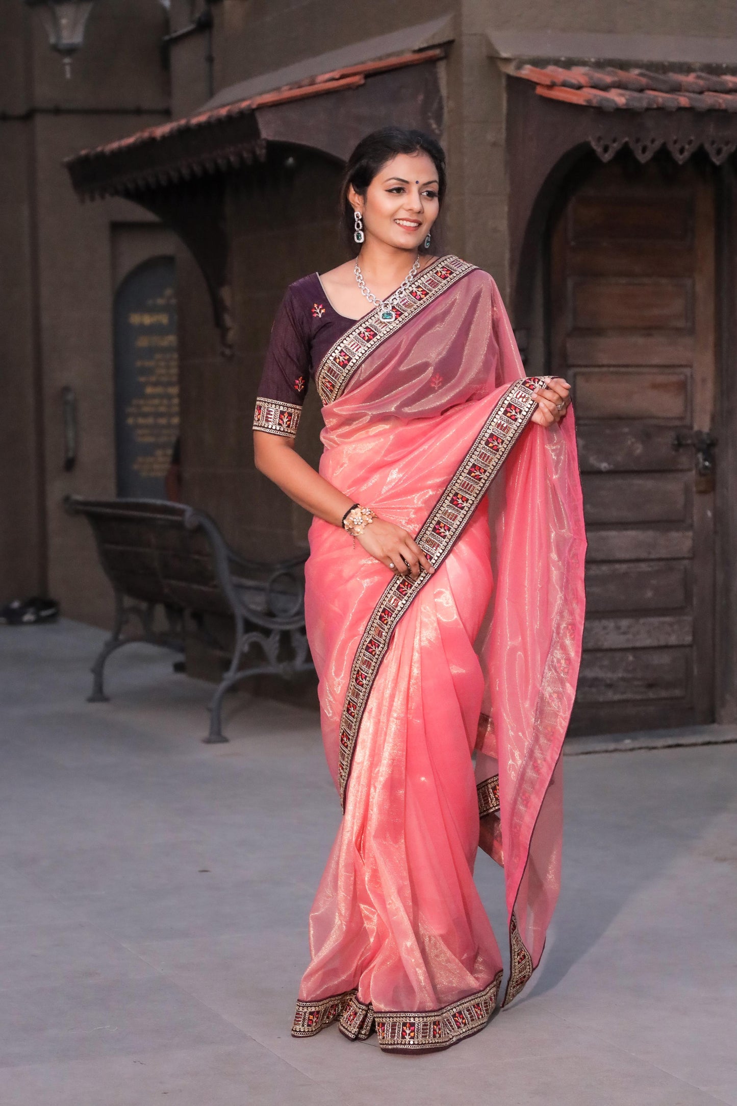 Soft Tissue Saree with Beautiful Coding Sequence Lace Border