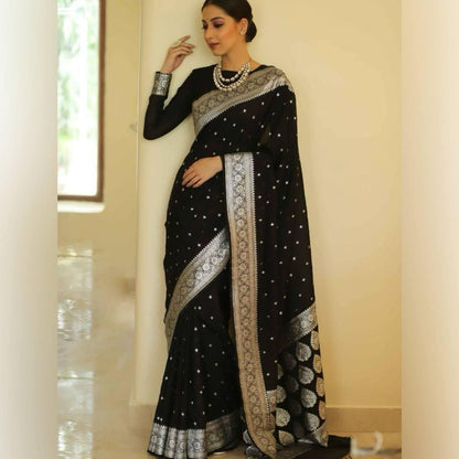 Stunning Soft Lichi Silk Saree with Rich Pallu & All-Over Jacquard