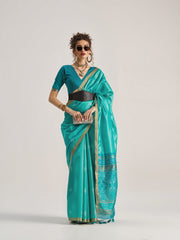 Teal Weaving Patola Silk Saree