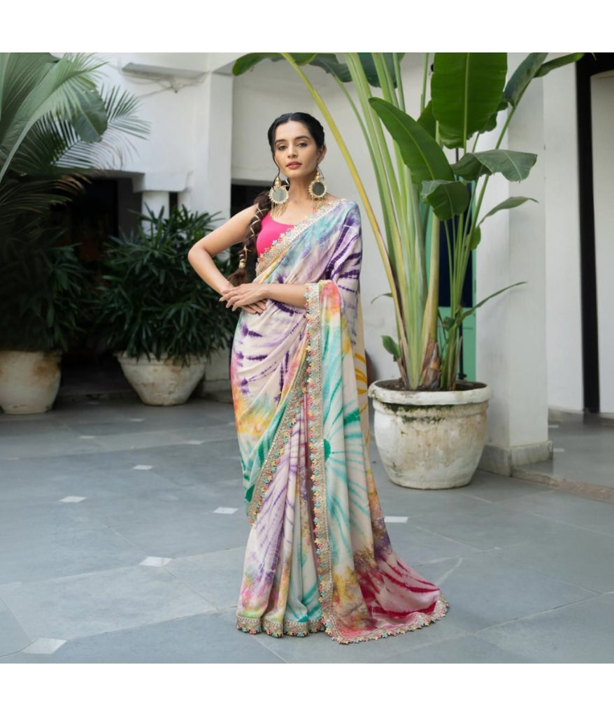 Chinon Digital Printed Saree