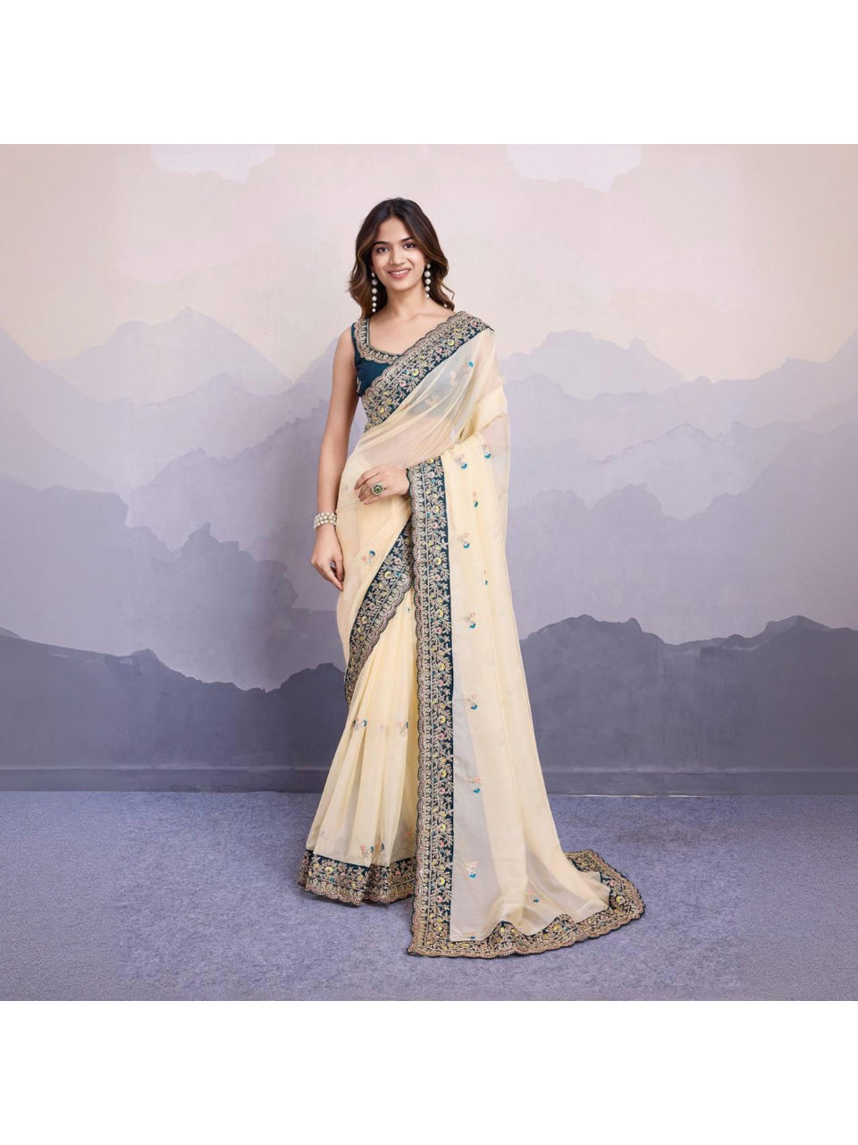 Soft Organza Sequins Saree