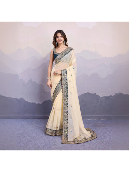 Soft Organza Sequins Saree