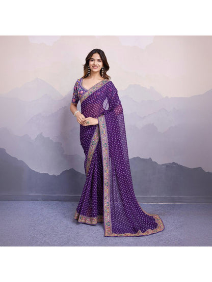 Georgette Sakhi Bandhej Saree