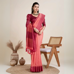 Maroon Temple Weaving Raw Silk Saree