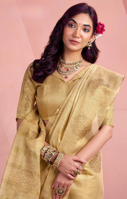 Gold Tissue Fancy Weaving Silk Saree